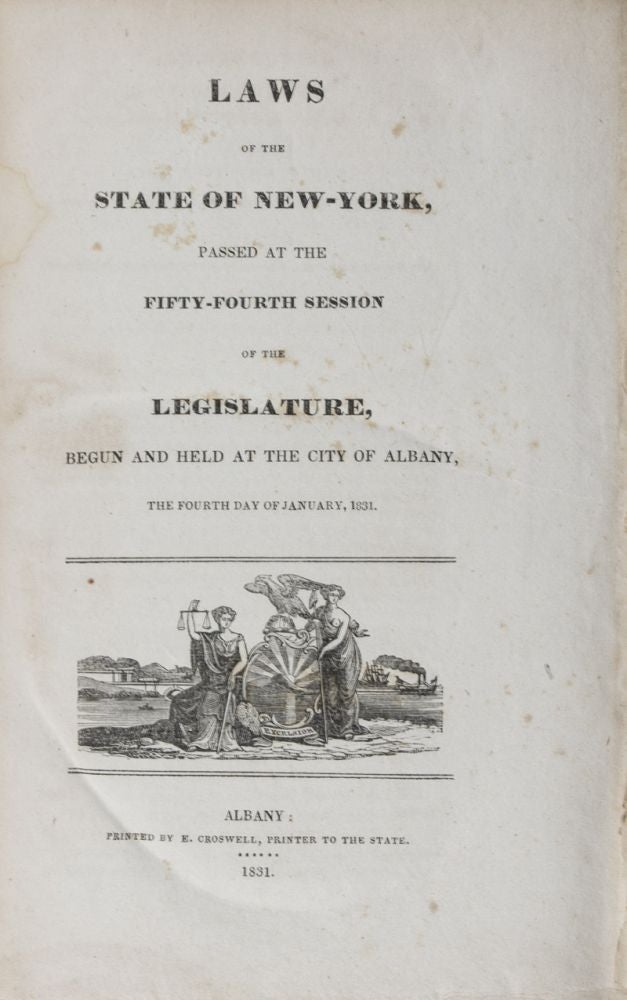 Item #37893 Laws of the State of New York, Passed at the Fifty-Fourth Session of the Legislature, Begun and Held at the City of Albany, the Fourth Day of January, 1831. n/a.