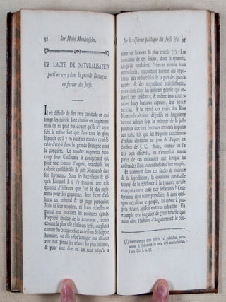 Sur Moses Mendelssohn, Sur la Réforme Politique des Juifs: Et en particulier sur la Révolution Tentée en Leur Faveur en 1753 dans la Grande Bretagne (On Moses Mendelssohn, the political reform of the Jews: and in particular the revolution attempted on their behalf in 1753 in Great Britain)