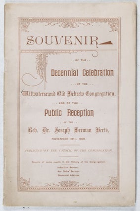 Item #39131 Souvenir of the Decennial Celebration of the Witwatersrand Old Hebrew Congregation,...