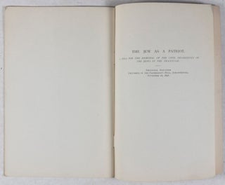 Souvenir of the Decennial Celebration of the Witwatersrand Old Hebrew Congregation, ... and of the Public Reception of the Rev. Dr. Joseph Herman Hertz, November 16th, 1898