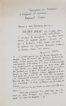 Le Jet d'Eau [INSCRIBED, SIGNED, WITH ORIGINAL HANDWRITTEN LETTER, AND POEM BY THE AUTHOR]