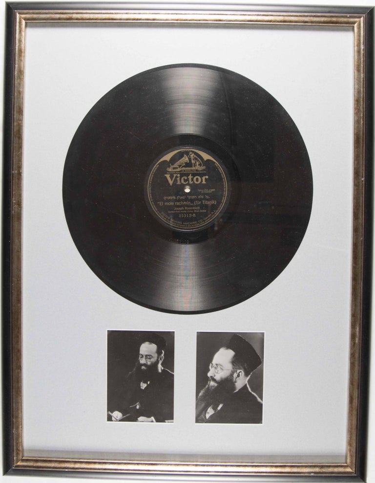 Item #39203 El mole rachmin (für Titanik) [ORIGINAL 78 RPM RECORD WITH TWO SILVER GELATIN PRINTS]. Joseph Rosenblatt, Josef "Yossele" Rosenblatt.