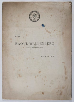 Item #39393 Letter to Raoul Wallenberg and the Official Extract of the Wallenberg Commemoration...