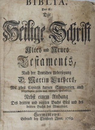 Item #39529 Biblia, Das ist: Die Heilige Schrift Altes und Neues Testaments, Nach der Deutschen...