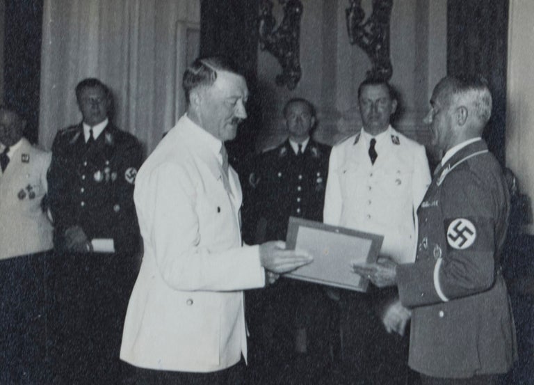 Item #39628 Photo-Album of Adolf Hitler with German Olympic medalists [WITH ORIGINAL SILVER-GELATIN PRINTS]. Hans von Tschammer und Osten.