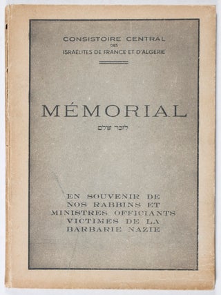 Item #39821 Mémorial en Souvenir de nos Rabbins et Ministres Officiants et Victimes de la...
