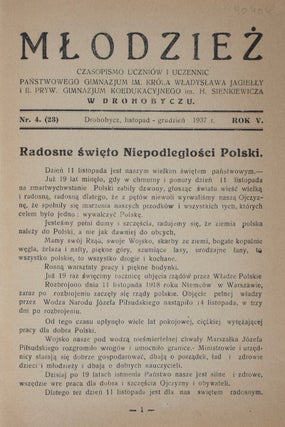 Mlodziez. Vol.5, No. 4. Novemeber/December 1937 (Youth. Magazine of the National Gymnasium)