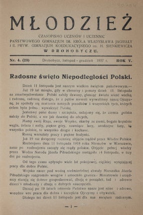 Mlodziez. Vol.5, No. 4. Novemeber/December 1937 (Youth. Magazine of the National Gymnasium)