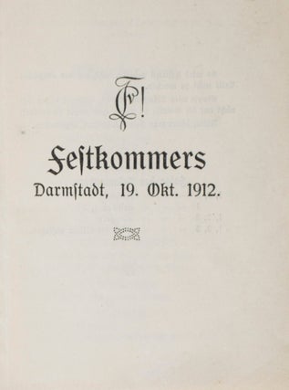 K. - C. Liederbuch Festkommers Darmstadt, 19. Okt. 1912