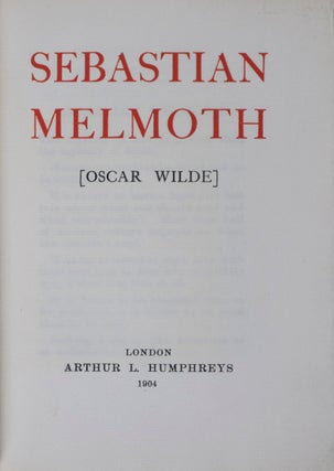 Item #40558 Sebastian Melmoth. Oscar Wilde