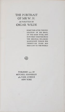 Item #40559 The Portrait of Mr. W. H. Oscar Wilde