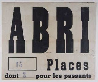 Item #40627 Abri 15 Places (WWII French Air Raid Shelter Sign). n/a
