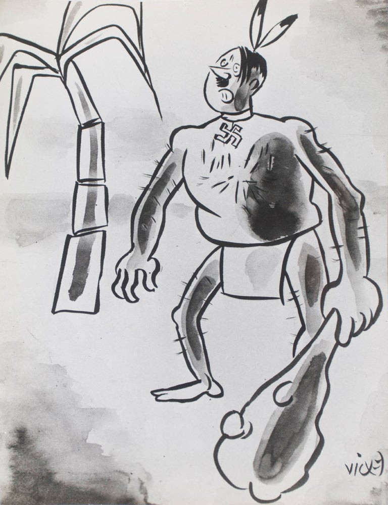 Item #40629 Collection of 11 original photographs of Anti-Hitler Caricatures by Victor Weisz (Vicky). Victor Wisz, Caricatures by.