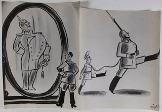 Collection of 11 original photographs of Anti-Hitler Caricatures by Victor Weisz (Vicky)