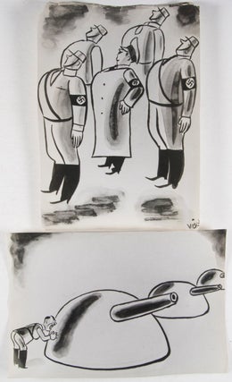 Collection of 11 original photographs of Anti-Hitler Caricatures by Victor Weisz (Vicky)