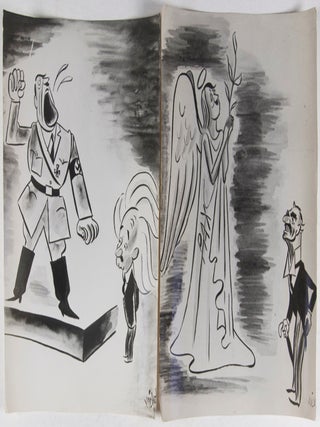 Collection of 11 original photographs of Anti-Hitler Caricatures by Victor Weisz (Vicky)