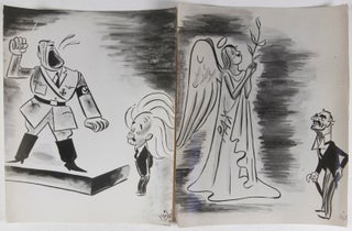 Collection of 11 original photographs of Anti-Hitler Caricatures by Victor Weisz (Vicky)