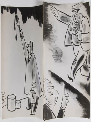 Collection of 11 original photographs of Anti-Hitler Caricatures by Victor Weisz (Vicky)