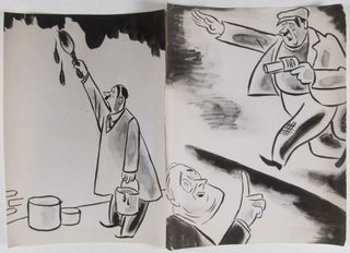 Collection of 11 original photographs of Anti-Hitler Caricatures by Victor Weisz (Vicky)