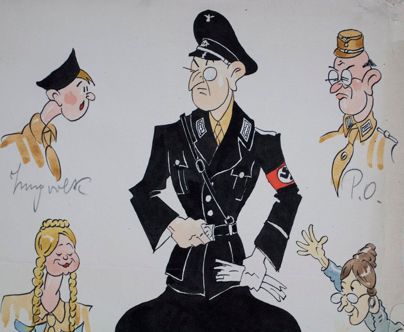 Original Third Reich-era artwork caricaturing various Nazi ...