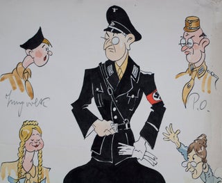 Original Third Reich-era artwork caricaturing various Nazi organizations