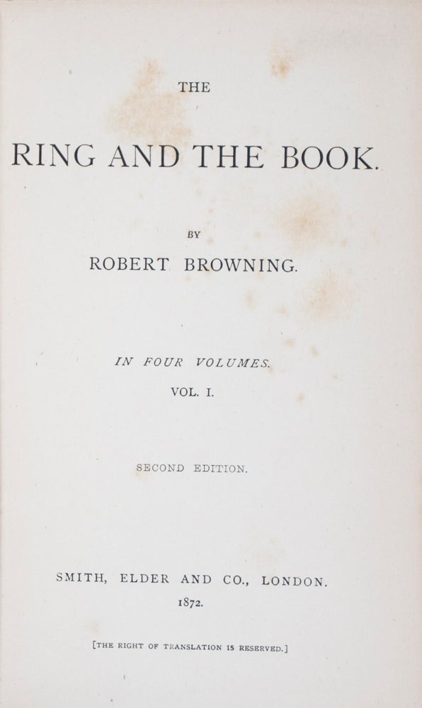 Item #41326 The Ring and the Book (complete in 4 vols.). Robert Browning.