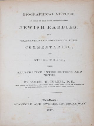 Item #41351 Biographical Notices of Some of the Most Distinguished Jewish Rabbies, and...