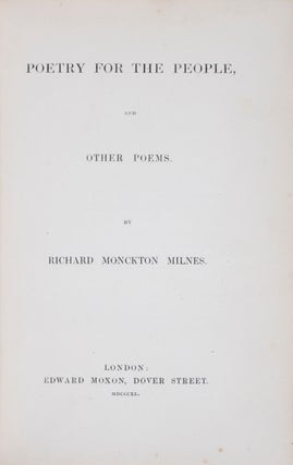 Item #41375 Poetry for the People. Richard Monckton Milnes