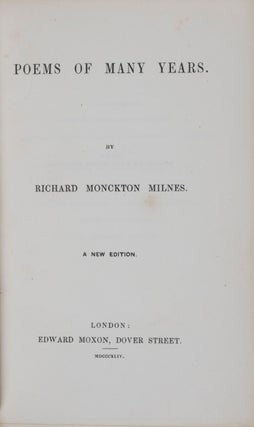 Item #41427 Poems of Many Years. Richard Monckton Milnes