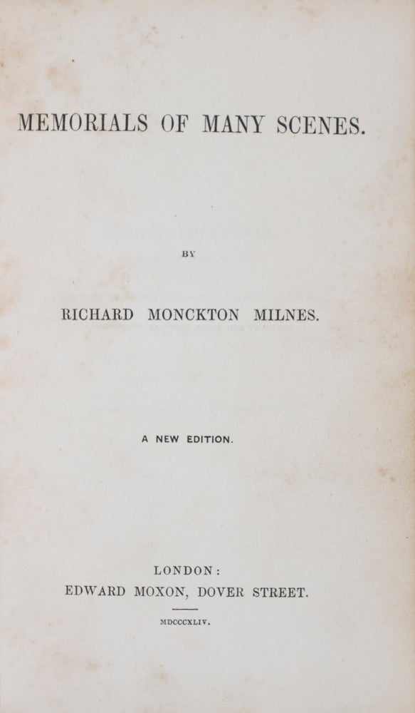 Item #41430 Memorials of Many Scenes. Richard Monckton Milnes.