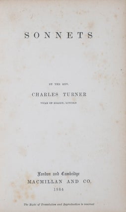 Item #41497 Sonnets [INSCRIBED]. Charles Turner