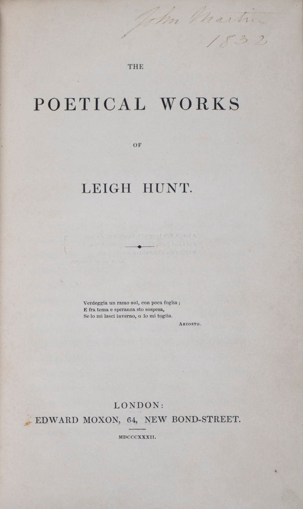 Item #41499 The Poetical Works of Leigh Hunt. Leigh Hunt.