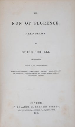 The Nun of Florence. Melo-Drama / La Monaca di Firenze. Melo-Dramma