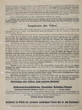 Collection of 73 political flyers distributed during the 1919 and 1920 electoral campaigns in Bavaria