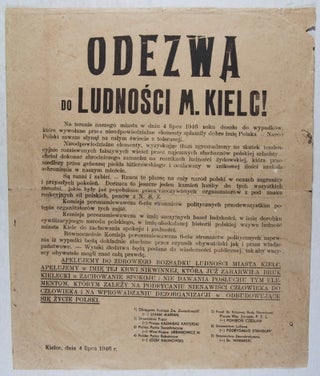 Item #41666 "Odezwa do Ludnosci M. Kielc!" (Appeal to the People of the City of Kielce); Post War...
