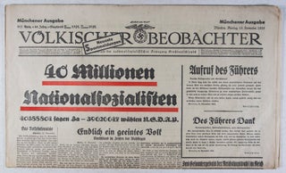 Item #41676 Völkischer Beobachter, Nr. 317, Montag, 13. November 1933: "40 Millionen...
