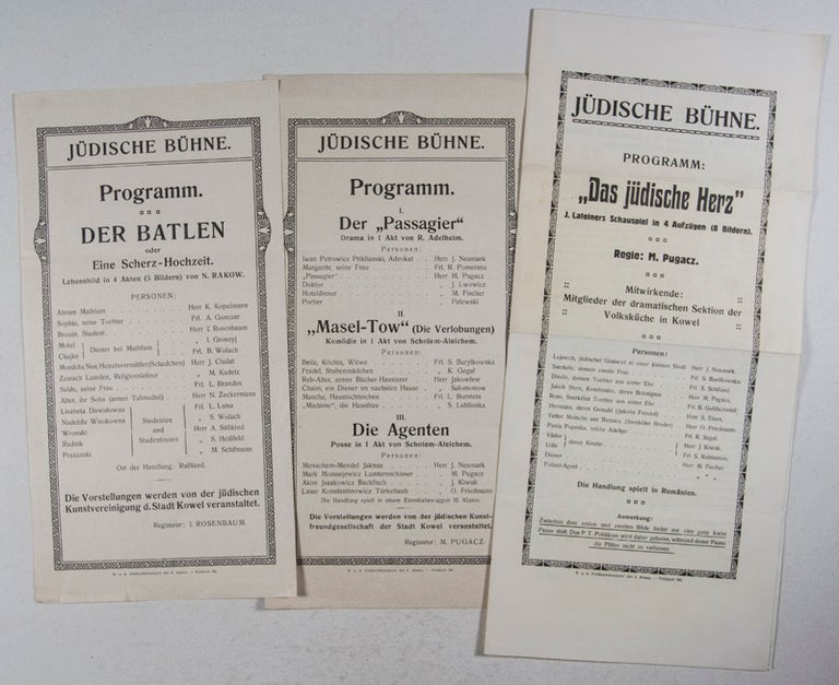 Item #41764 Two Programs of the Jewish Stage (Jüdische Bühne): Der Passagier & Das jüdische Herz. I. Rosenbaum, director.