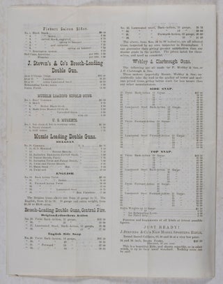 Reduced Price List. September 1877. To the Trade Only. T. C. Conway, P. O. Box, 2063. 98 Chambers Street, New York, Guns, Pistols, Ammunition, &c.