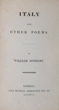 Item #42089 Italy and Other Poems. William Sotheby