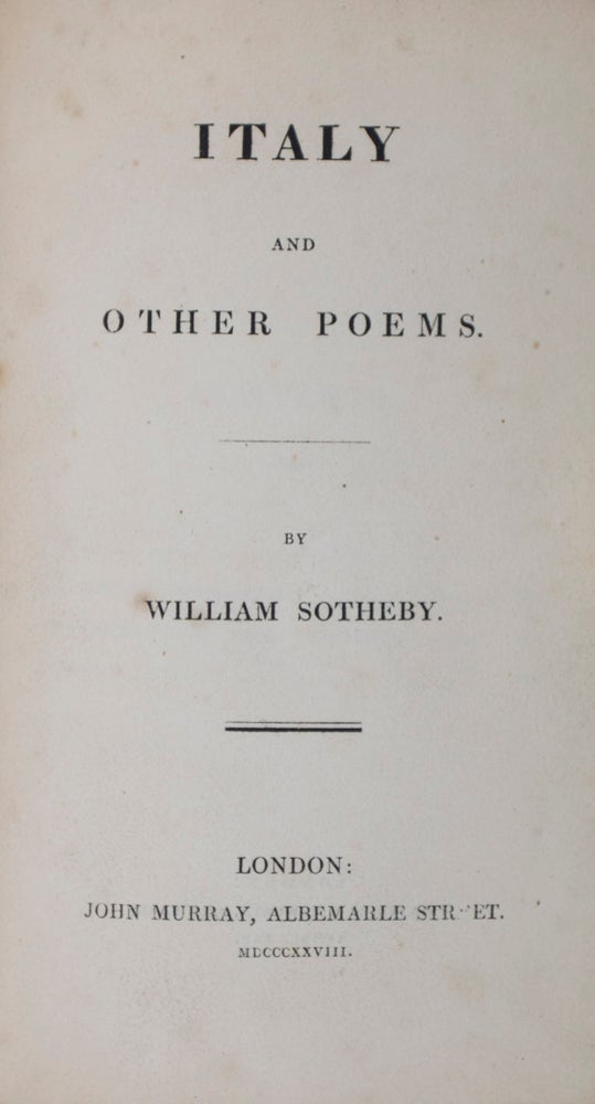 Item #42089 Italy and Other Poems. William Sotheby.
