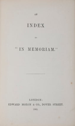 Item #42096 An Index to In Memoriam. Lewis Carroll, Charles Lutwidge Dodgson