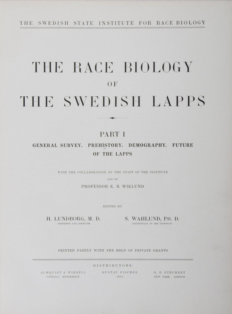 Lapps Humans The Racial Characters of the Swedish Nation WITH The Race Biology of ...