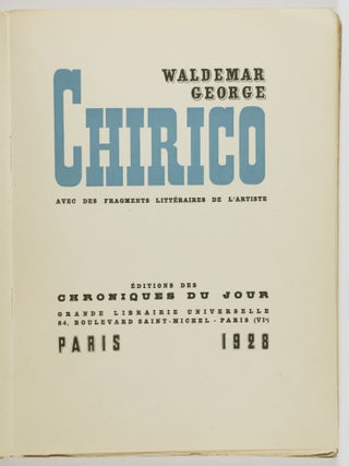 Chirico: Avec des Fragments Littéraires de l'Artiste