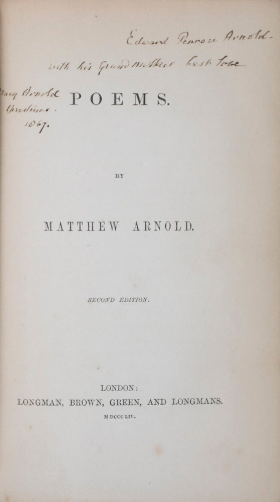 Item #42368 Poems [INSCRIBED]. Matthew Arnold.