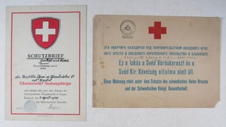 Item #42377 2 Signs for Safe Houses in Budapest 1944: Schutzbrief Geschäft und Haus der...