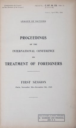 Item #42380 League of Nations: Proceedings of the International Conference on Treatment of...