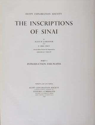 Item #42688 The Inscriptions of Sinai. Part I, Introduction and Plates (1952); Part II,...