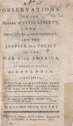 Item #42713 Observations on the Nature of Civil Liberty, The Principles of Government, and the...