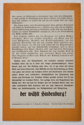 Hindenburg bleibt Reichspräsident