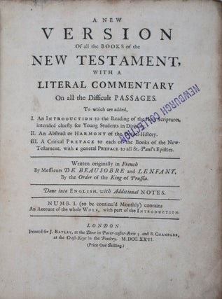 Item #42976 A New Version of all the Books of the New Testament with a Literal Commentary on all...